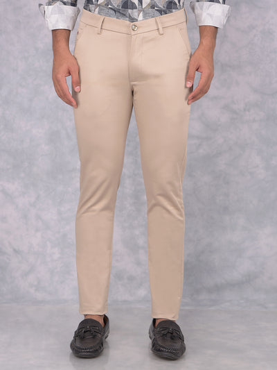 Beige Trousers-Men Trousers-Crimsoune Club