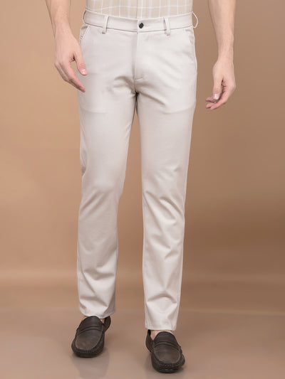 Beige Printed Knitted Trousers-Men Trousers-Crimsoune Club