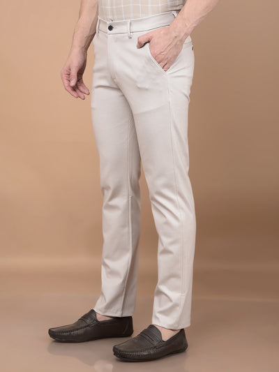 Beige Printed Knitted Trousers-Men Trousers-Crimsoune Club