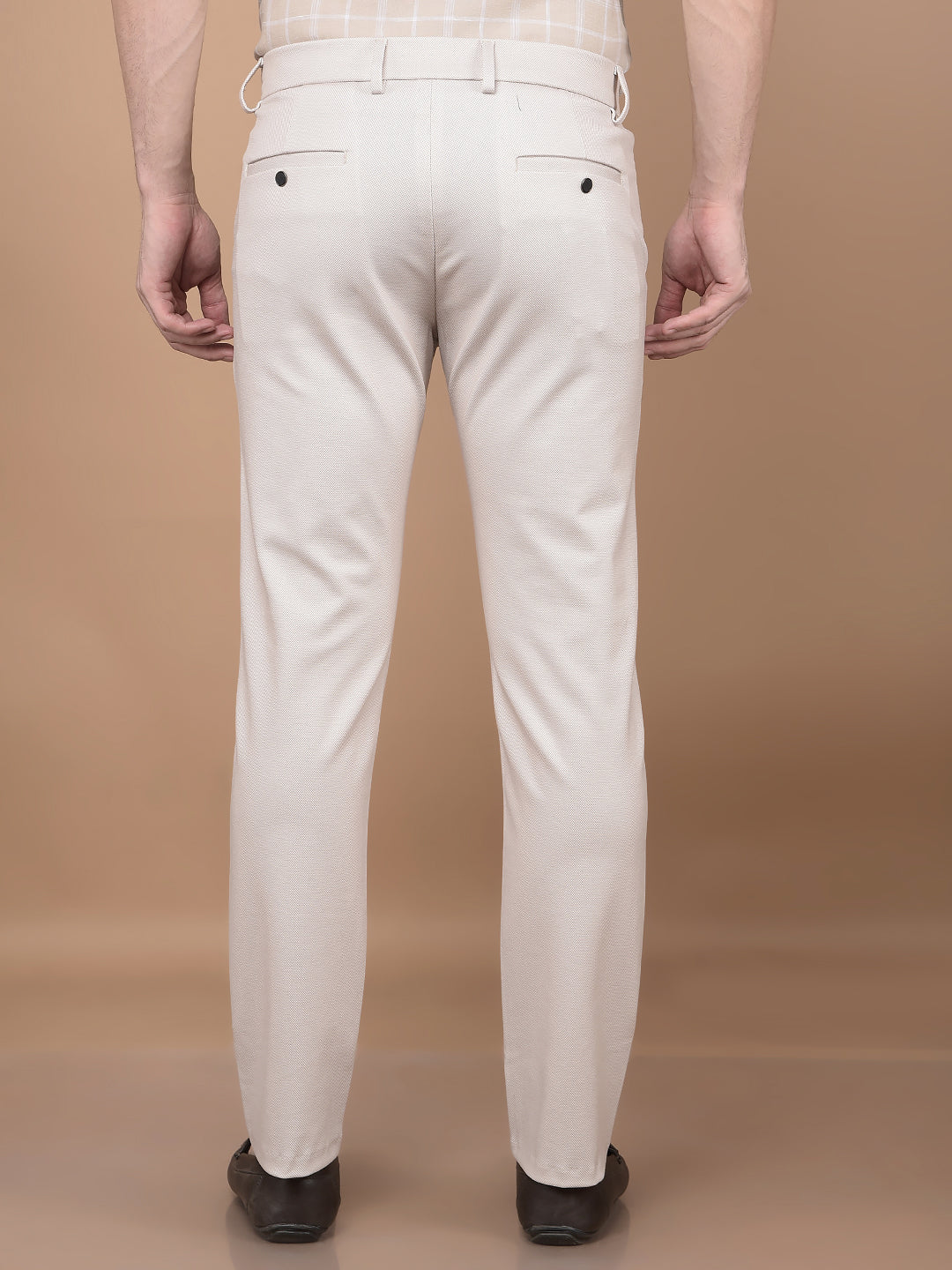 Beige Printed Knitted Trousers-Men Trousers-Crimsoune Club