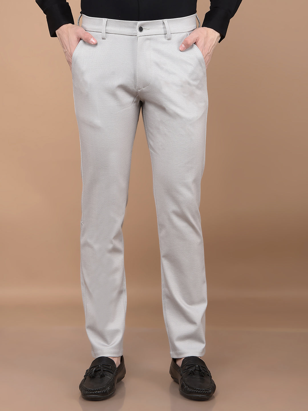 Grey Printed Knitted Trousers-Men Trousers-Crimsoune Club