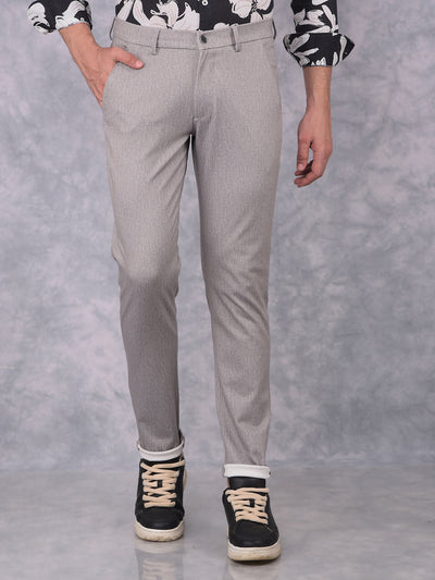 Grey Textured Print Trousers-Men Trousers-Crimsoune Club