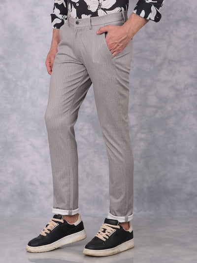 Grey Textured Print Trousers-Men Trousers-Crimsoune Club