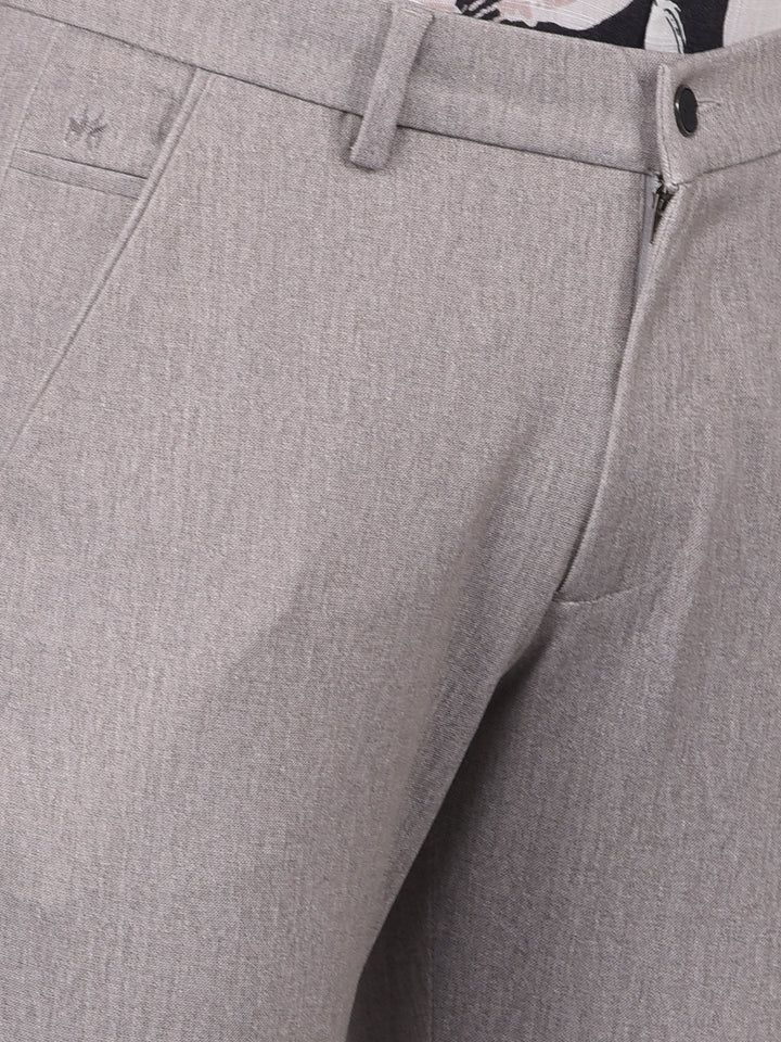Grey Textured Print Trousers-Men Trousers-Crimsoune Club