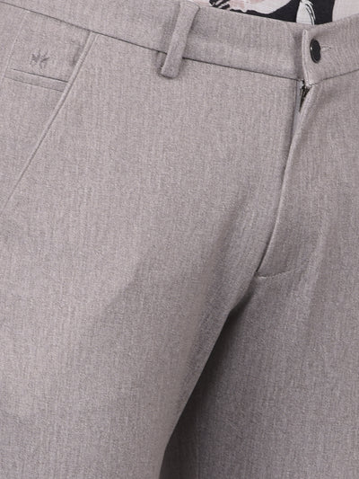 Grey Textured Print Trousers-Men Trousers-Crimsoune Club