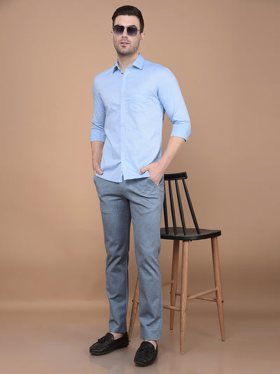 Blue Printed Knitted Trousers-Men Trousers-Crimsoune Club