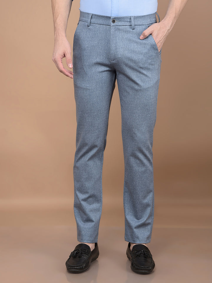 Blue Printed Knitted Trousers-Men Trousers-Crimsoune Club