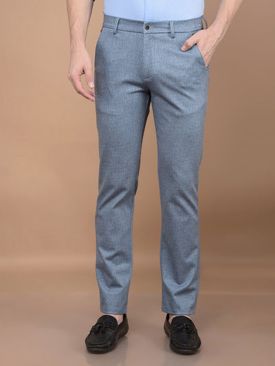 Blue Printed Knitted Trousers-Men Trousers-Crimsoune Club