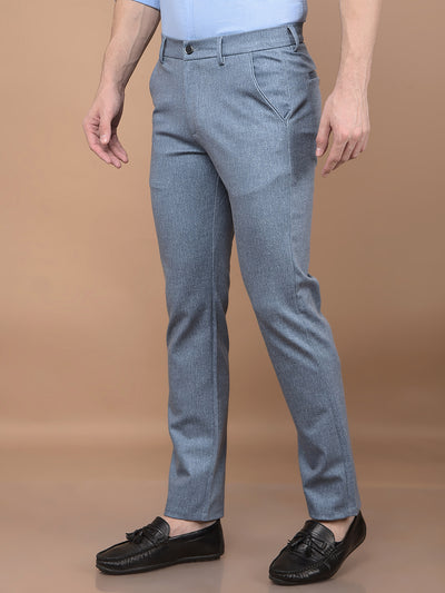 Blue Printed Knitted Trousers-Men Trousers-Crimsoune Club