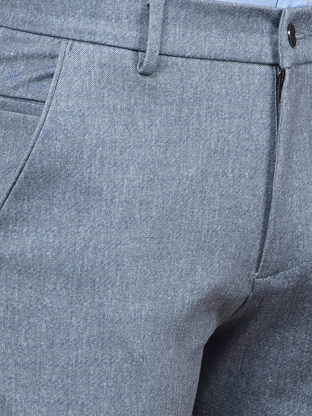 Blue Printed Knitted Trousers-Men Trousers-Crimsoune Club