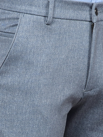 Blue Printed Knitted Trousers-Men Trousers-Crimsoune Club