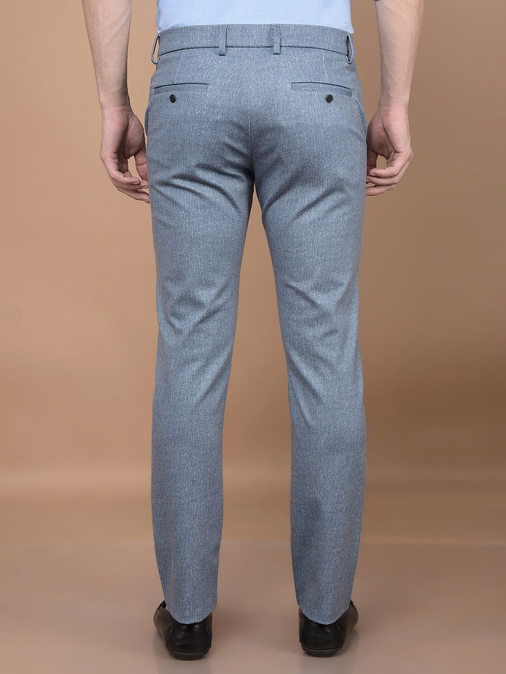 Blue Printed Knitted Trousers-Men Trousers-Crimsoune Club