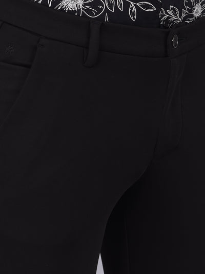 Black Knitted Trousers-Men Trousers-Crimsoune Club