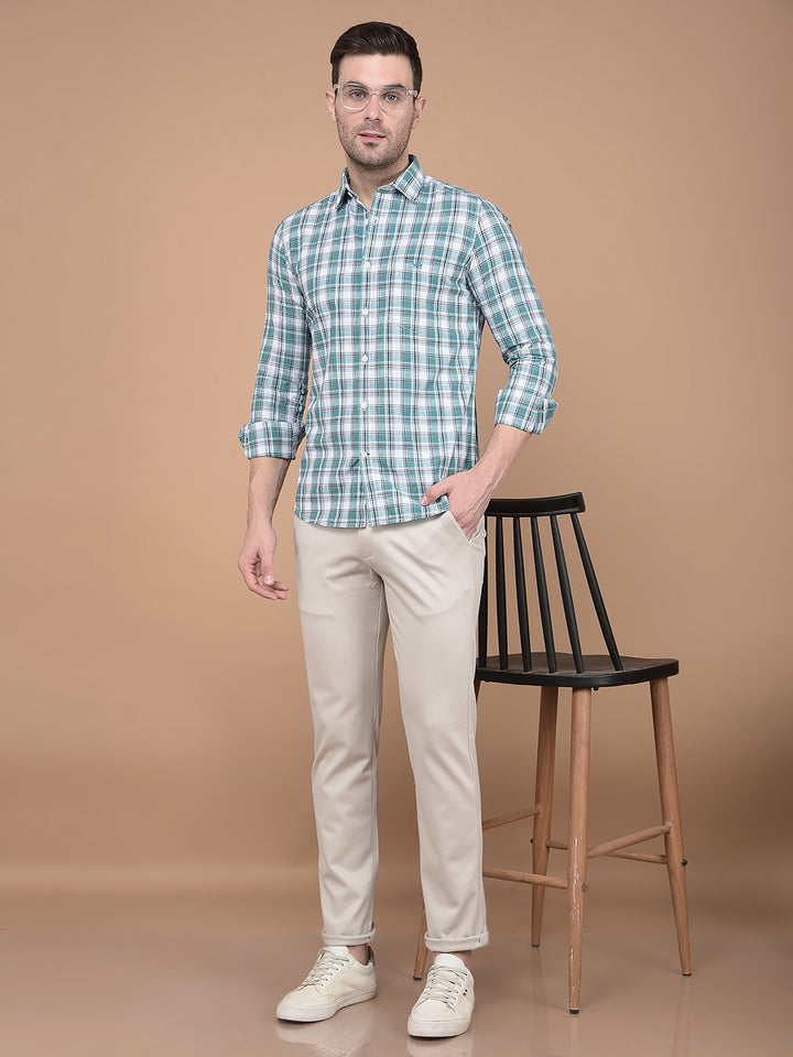 Beige Printed Knitted Trousers-Men Trousers-Crimsoune Club