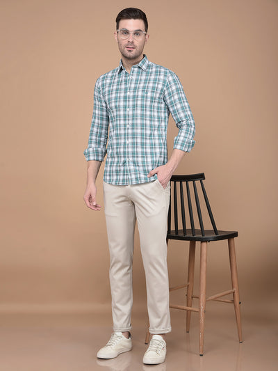 Beige Printed Knitted Trousers-Men Trousers-Crimsoune Club