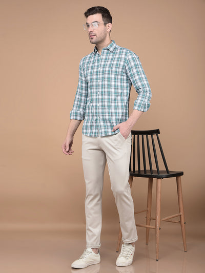 Beige Printed Knitted Trousers-Men Trousers-Crimsoune Club