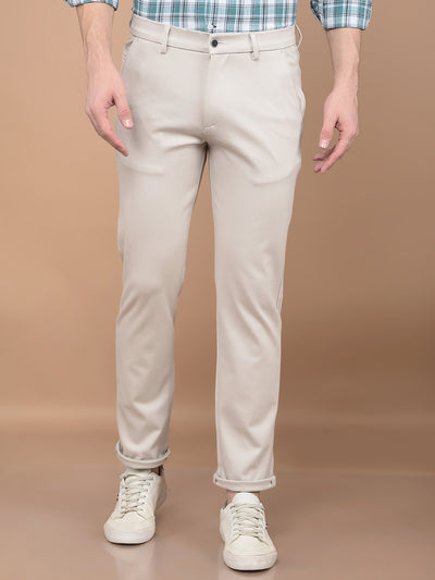Beige Printed Knitted Trousers-Men Trousers-Crimsoune Club