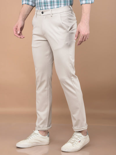 Beige Printed Knitted Trousers-Men Trousers-Crimsoune Club