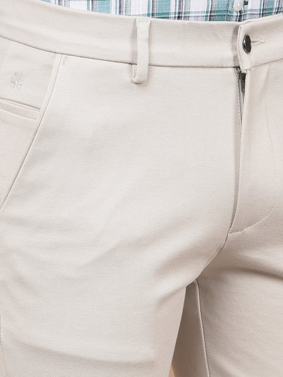 Beige Printed Knitted Trousers-Men Trousers-Crimsoune Club