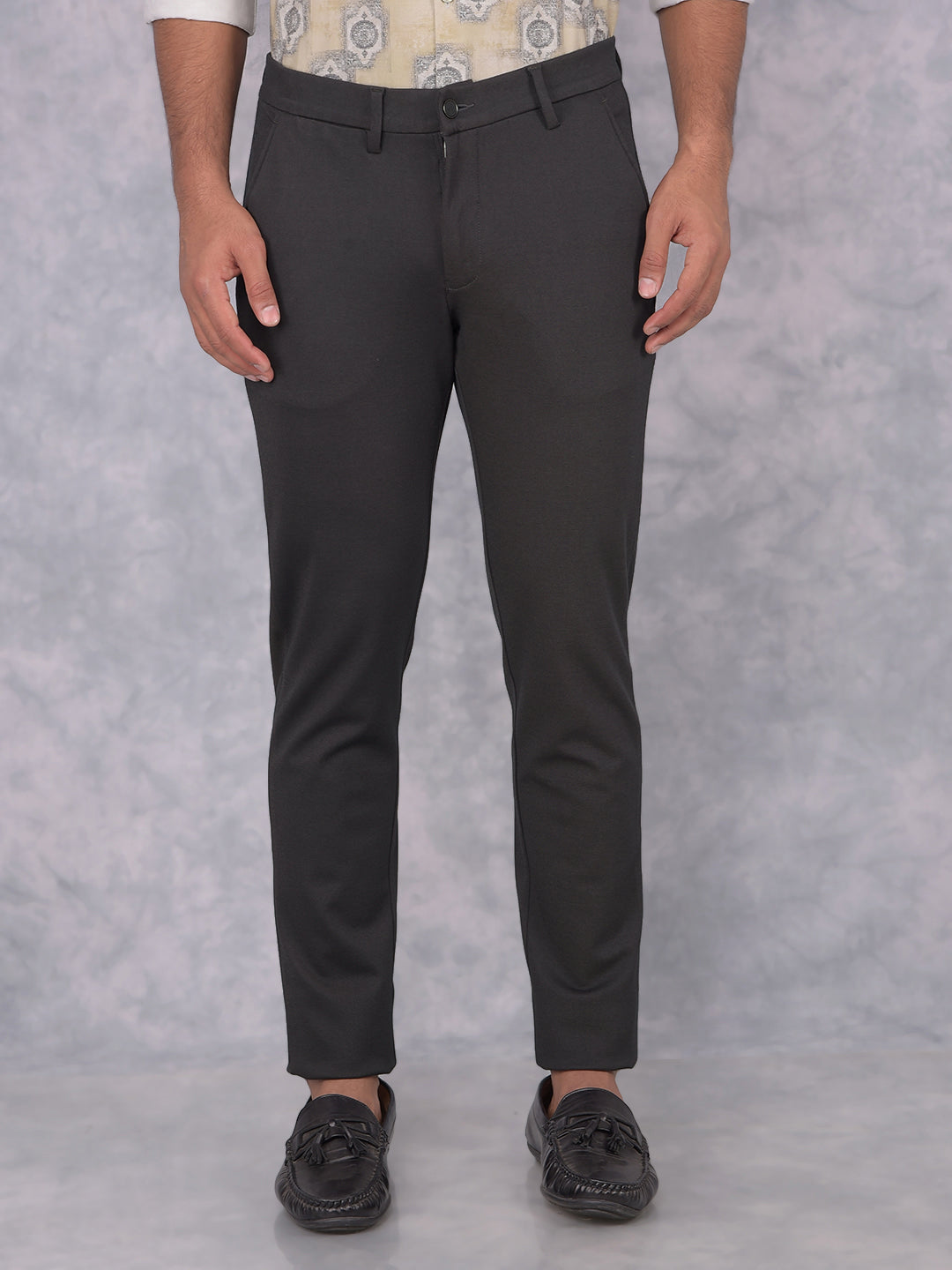Grey Knitted Trousers-Men Trousers-Crimsoune Club