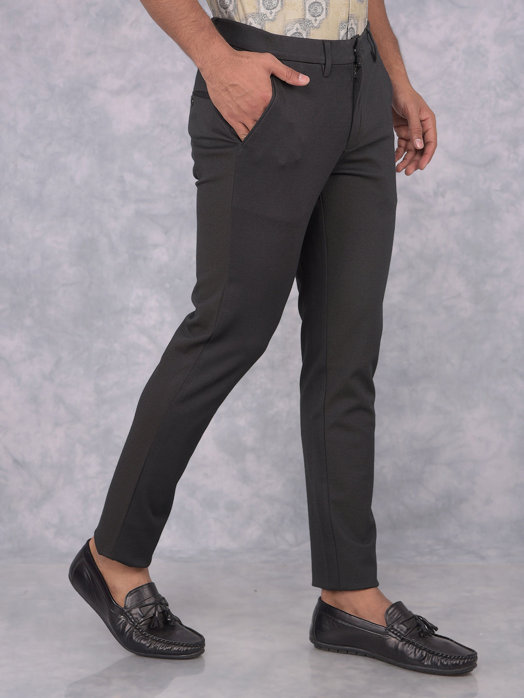 Grey Knitted Trousers-Men Trousers-Crimsoune Club