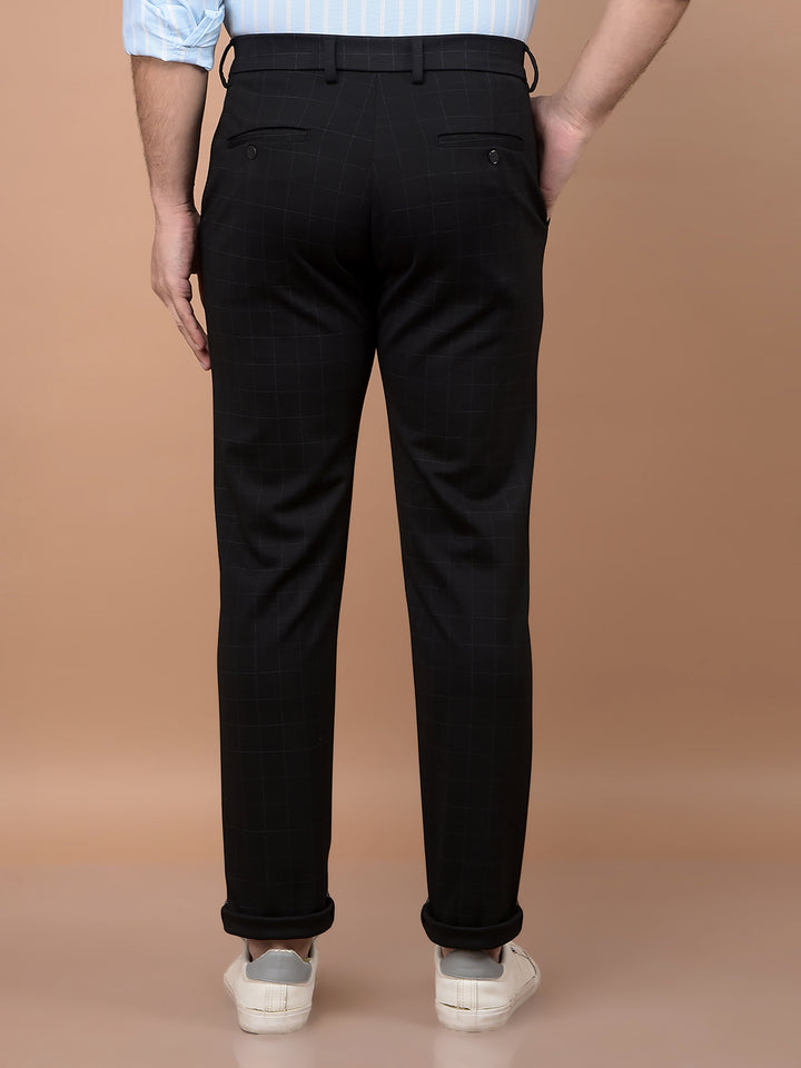 Black Checked Knitted Trousers-Men Trousers-Crimsoune Club