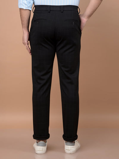 Black Checked Knitted Trousers-Men Trousers-Crimsoune Club