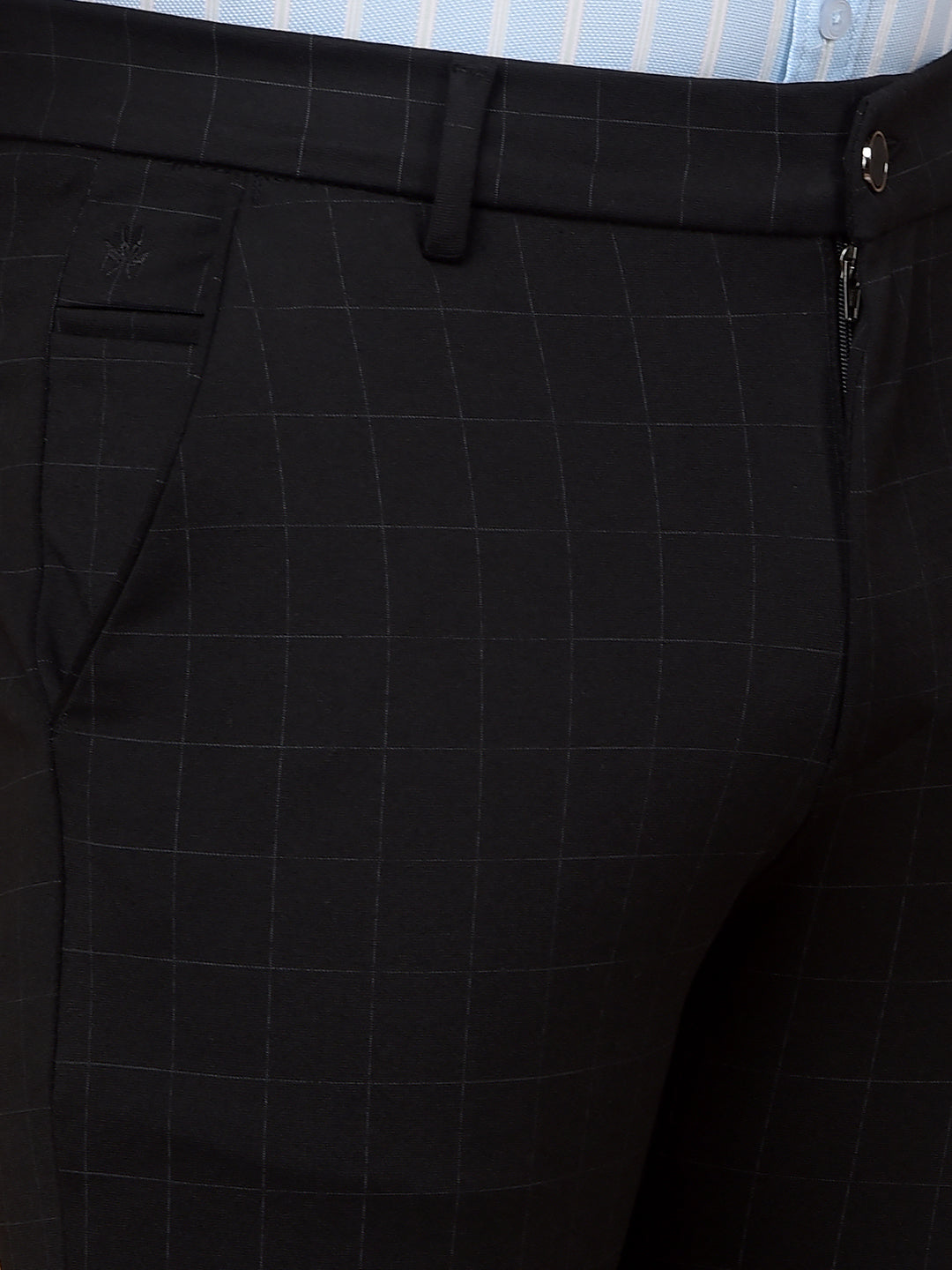 Black Checked Knitted Trousers-Men Trousers-Crimsoune Club