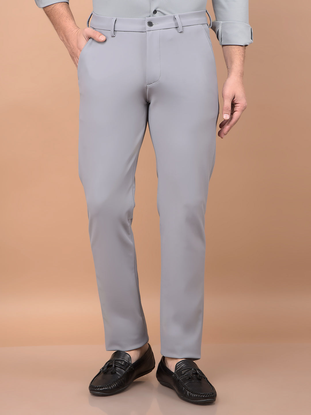 Grey Knitted Trousers-Men Trousers-Crimsoune Club