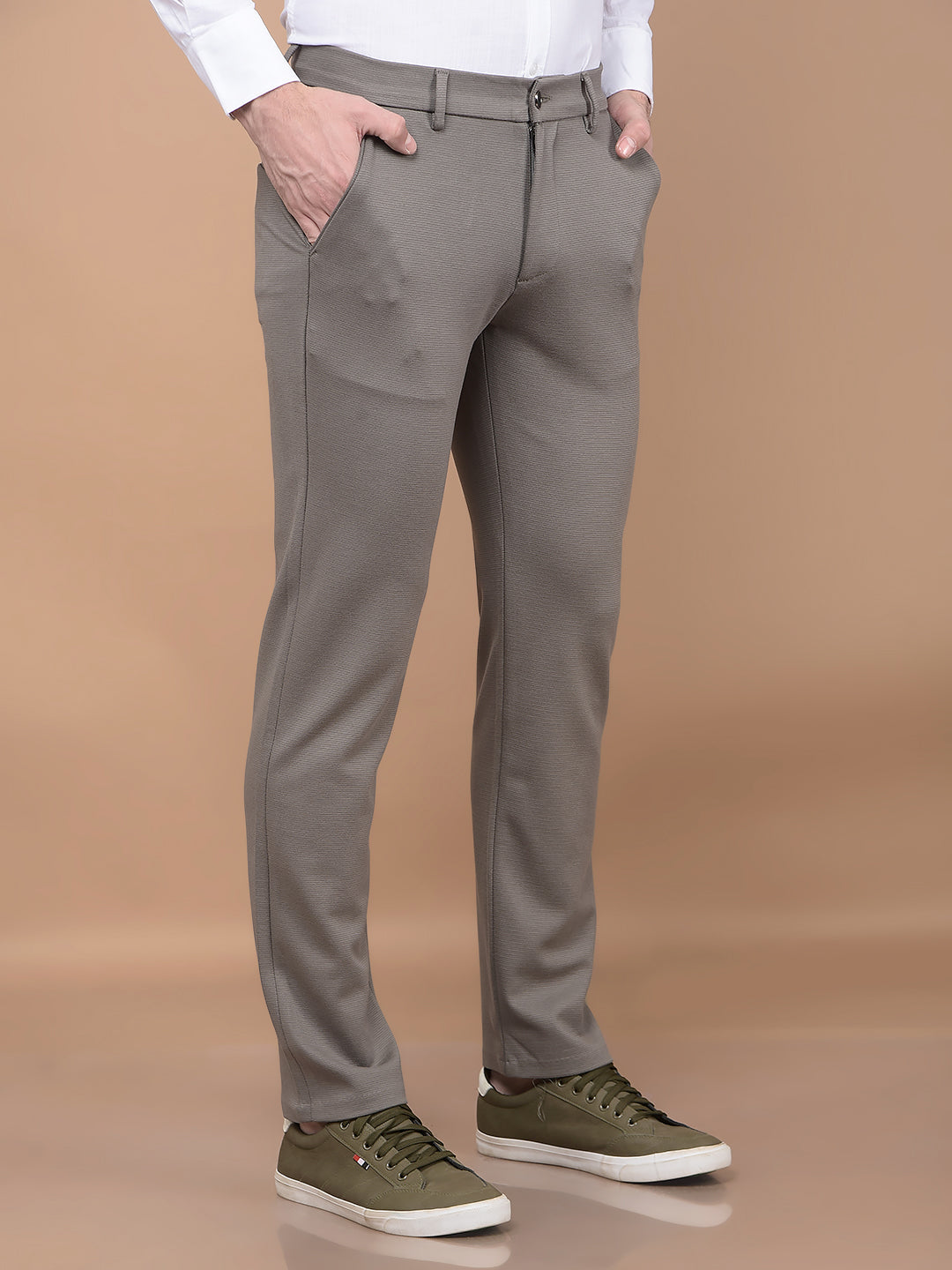 Olive Printed Knitted Trousers-Men Trousers-Crimsoune Club