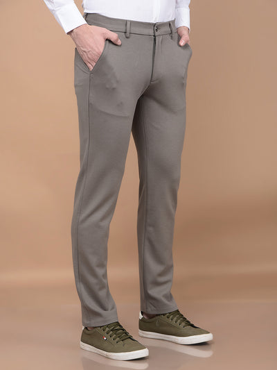 Olive Printed Knitted Trousers-Men Trousers-Crimsoune Club