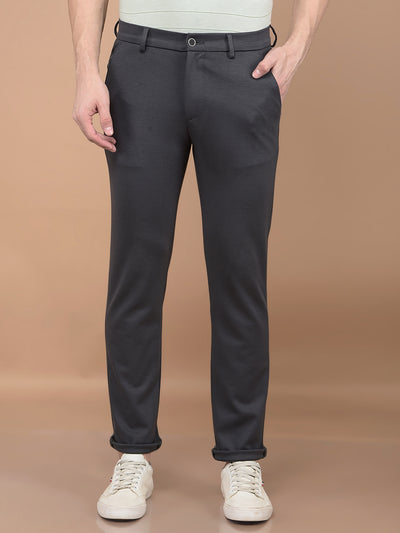 Grey Printed Knitted Trousers-Men Trousers-Crimsoune Club