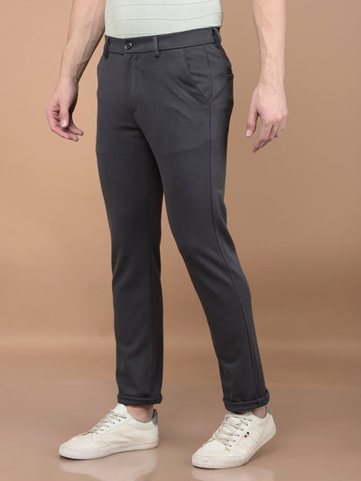 Grey Printed Knitted Trousers-Men Trousers-Crimsoune Club