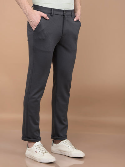 Grey Printed Knitted Trousers-Men Trousers-Crimsoune Club