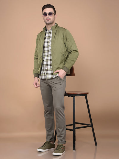 Olive Printed Knitted Trousers-Men Trousers-Crimsoune Club