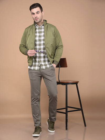 Olive Printed Knitted Trousers-Men Trousers-Crimsoune Club
