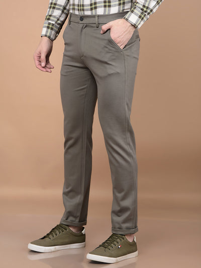 Olive Printed Knitted Trousers-Men Trousers-Crimsoune Club