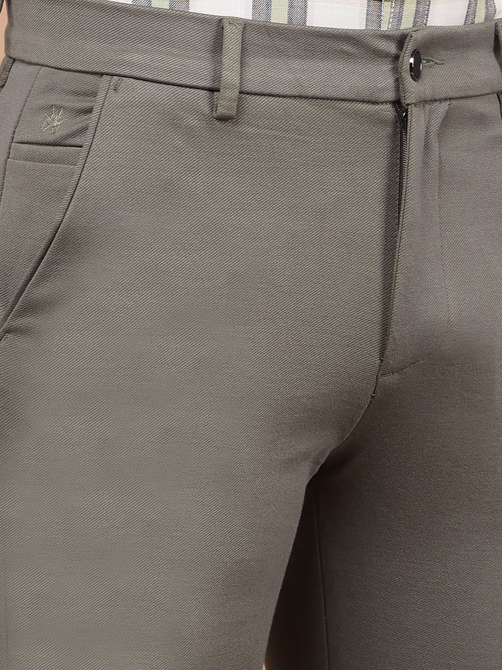 Olive Printed Knitted Trousers-Men Trousers-Crimsoune Club