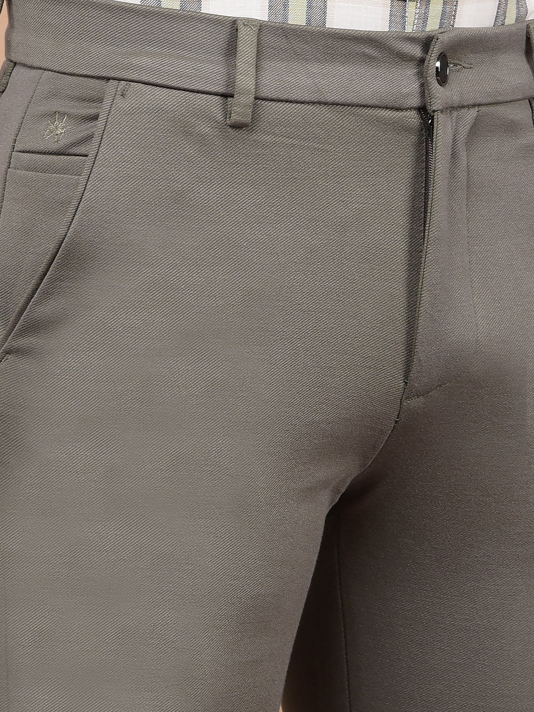 Olive Printed Knitted Trousers-Men Trousers-Crimsoune Club