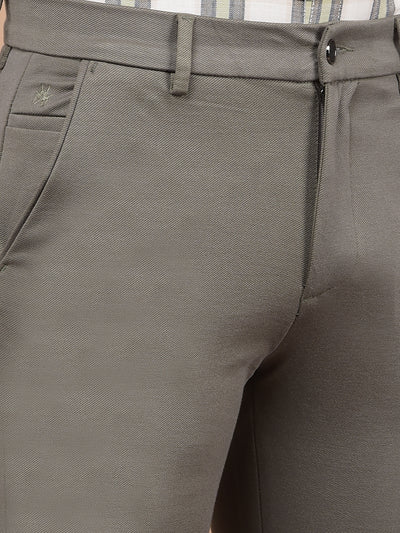 Olive Printed Knitted Trousers-Men Trousers-Crimsoune Club