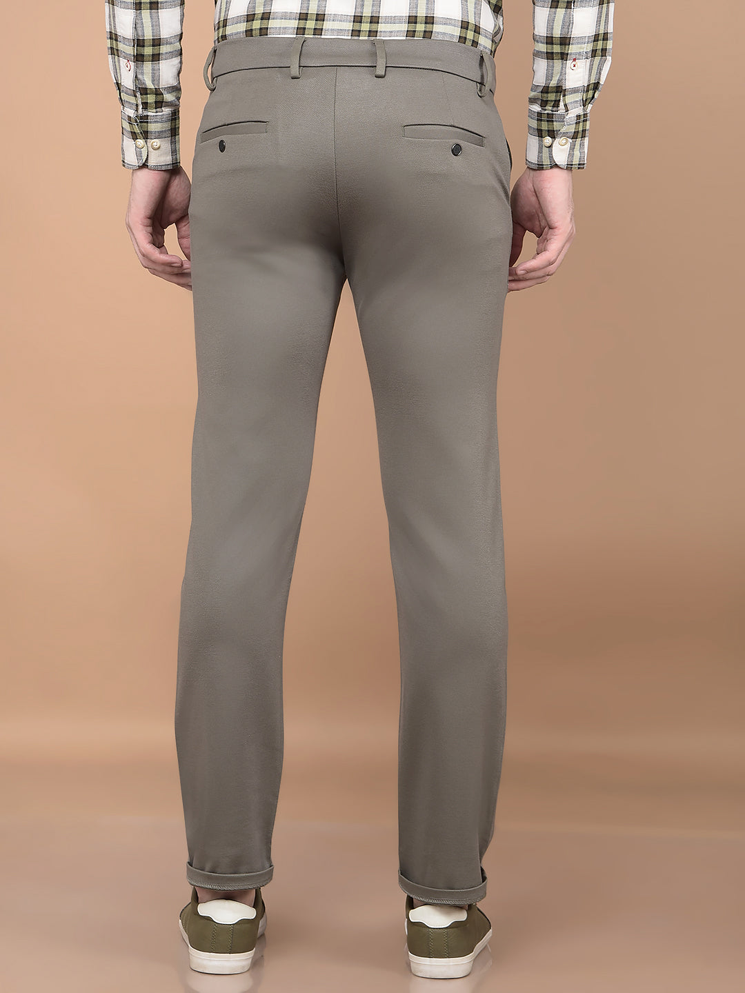 Olive Printed Knitted Trousers-Men Trousers-Crimsoune Club