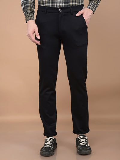 Black Printed Knitted Trousers-Men Trousers-Crimsoune Club