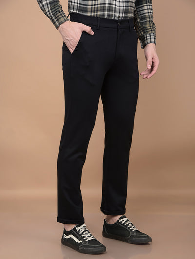 Black Printed Knitted Trousers-Men Trousers-Crimsoune Club