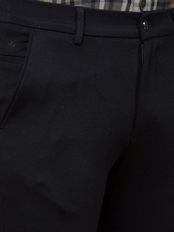 Black Printed Knitted Trousers-Men Trousers-Crimsoune Club