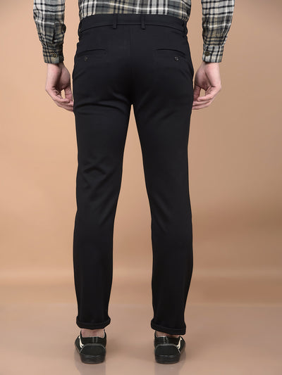 Black Printed Knitted Trousers-Men Trousers-Crimsoune Club