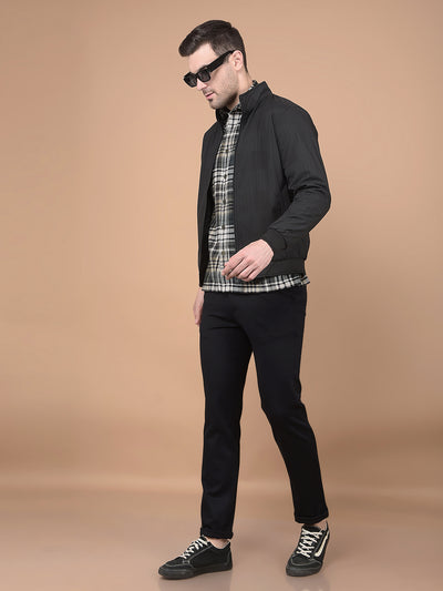 Black Printed Knitted Trousers-Men Trousers-Crimsoune Club