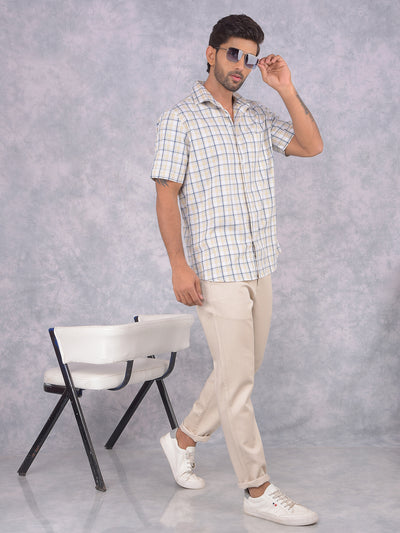 Beige Printed Trousers-Men Trousers-Crimsoune Club