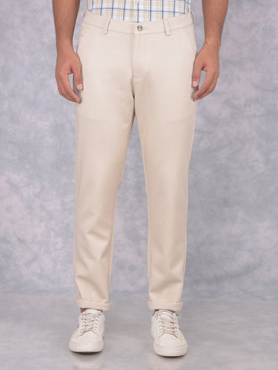Beige Printed Trousers-Men Trousers-Crimsoune Club