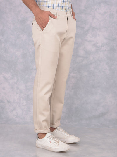 Beige Printed Trousers-Men Trousers-Crimsoune Club