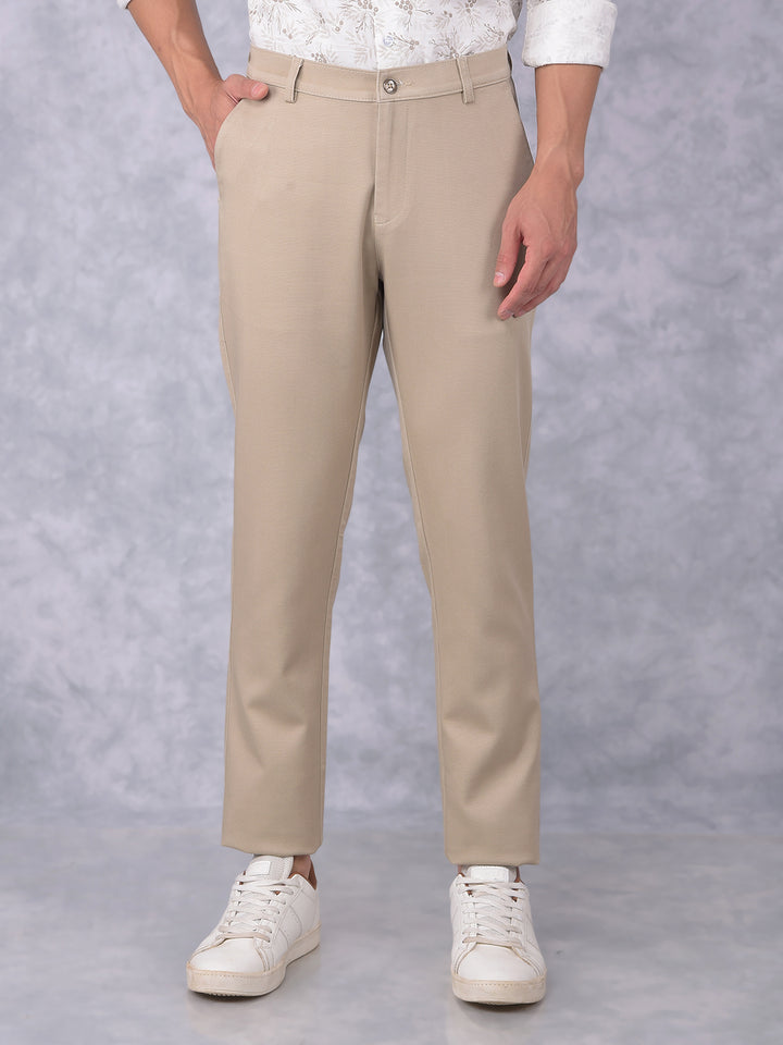 Beige Printed Trousers-Men Trousers-Crimsoune Club